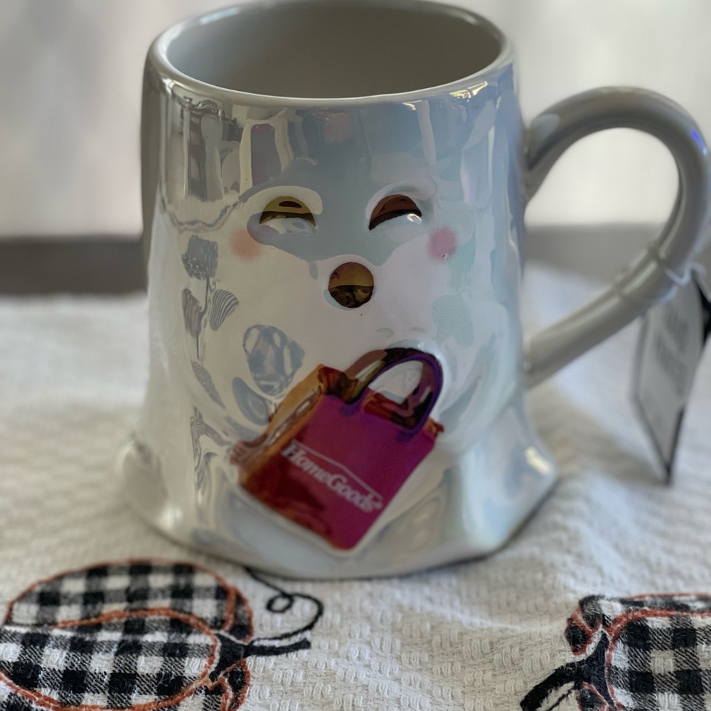 Ghost Mug with Purple Bag Design